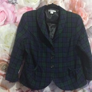 Pendleton Navy and Green Plaid Blazer